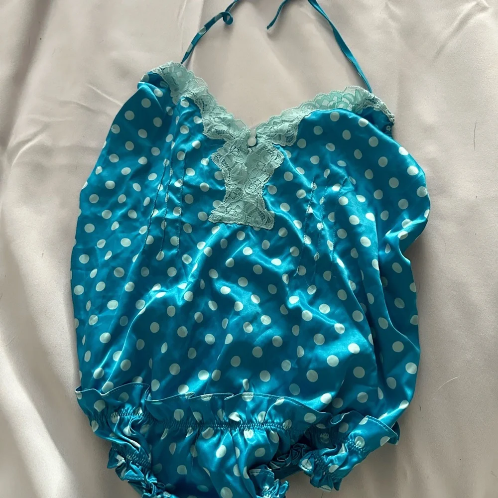 VINTAGE RARE Victoria's Secret Sexy Little Things Satin polka dot romper teddy - Picture 2 of 7